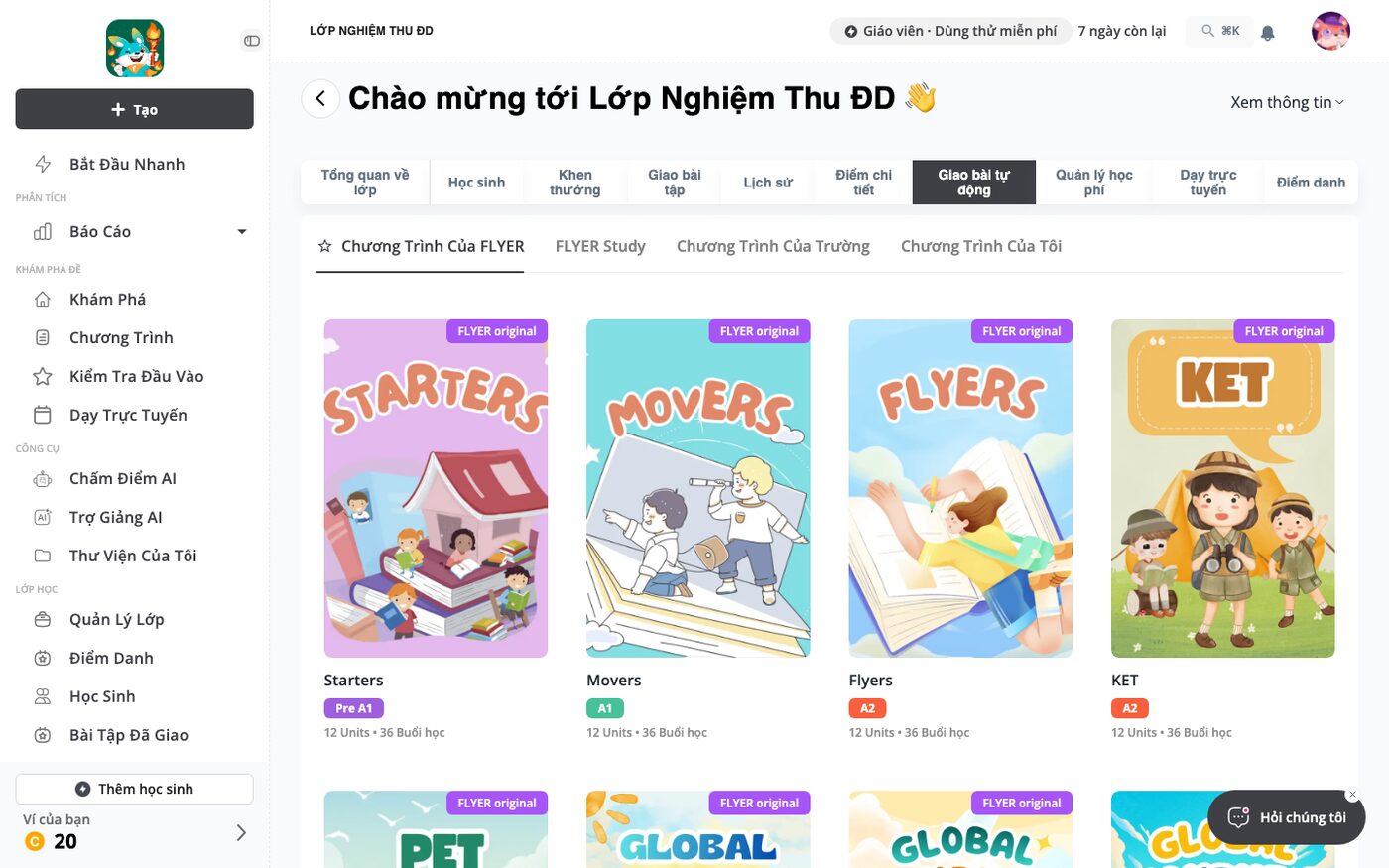 Giao bài tự động theo chương trình