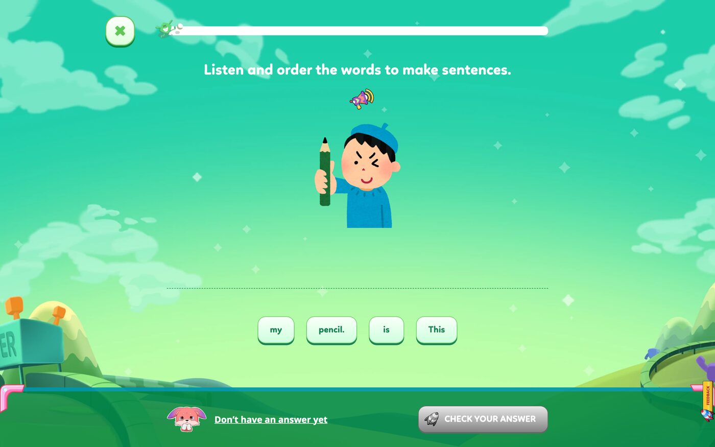 Nghe và chạm chọn từ để ghép câu