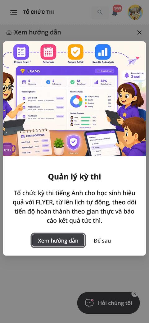 Quản lý kỳ thi trên điện thoại