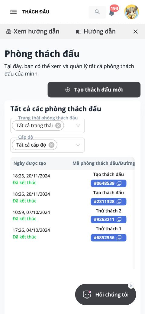Thách đấu trên điện thoại