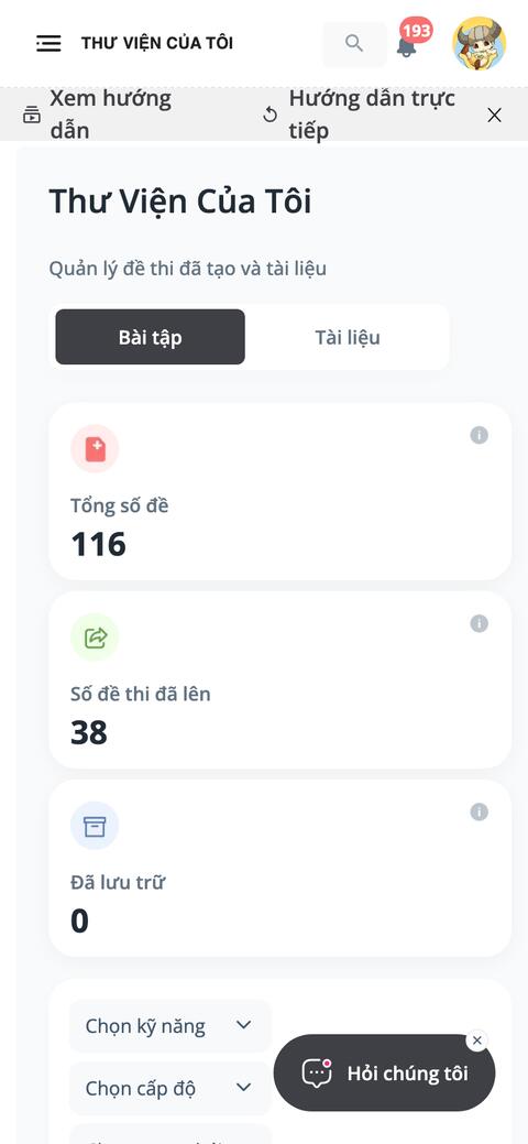 Thư viện của tôi trên điện thoại