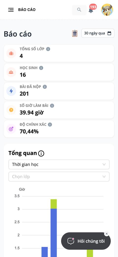 Báo cáo trên điện thoại