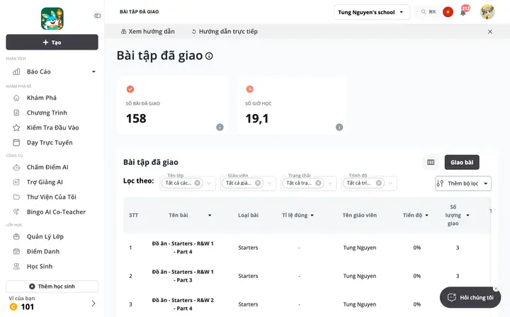 Bài tập đã giao