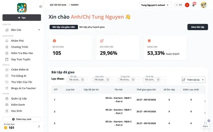 Bài tập đã giao