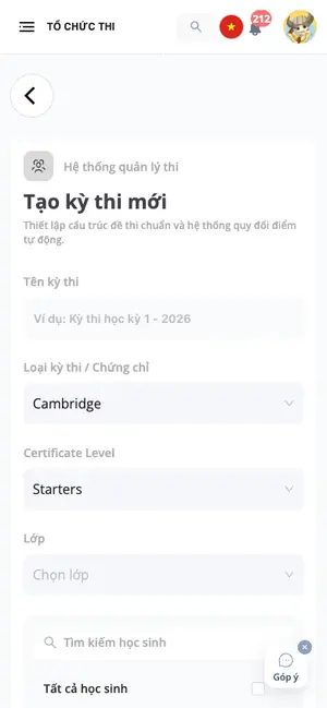 Tạo kỳ thi mới