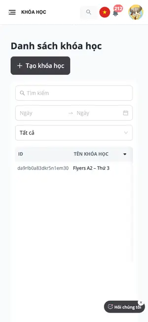 Danh sách khóa học