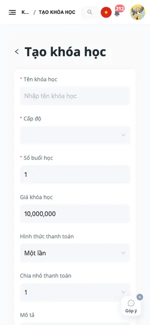Tạo khóa học