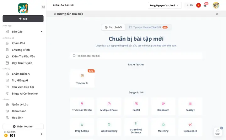 Chuẩn bị bài tập mới