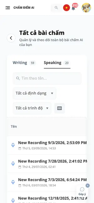 Tất cả bài chấm