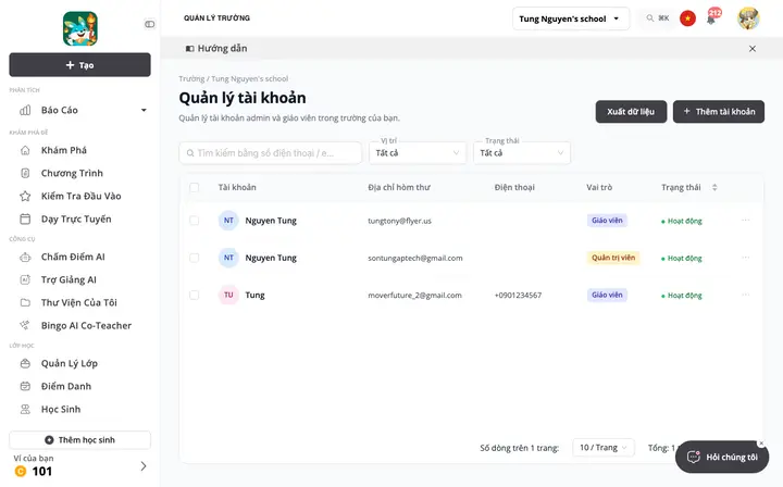 Quản lý tài khoản